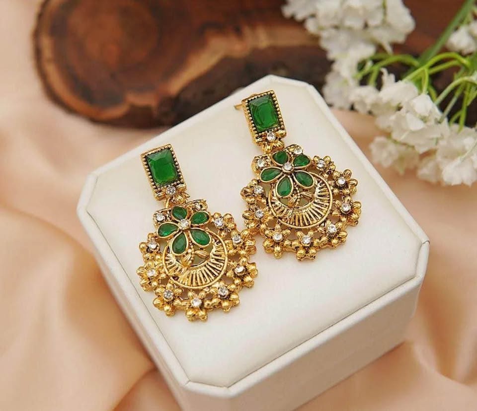 Gold Floral Statement Earrings - Image 4
