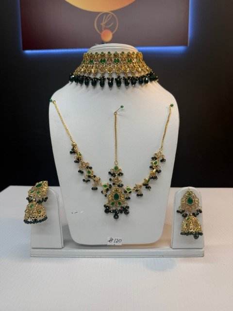 Blue Gold Crystal Floral Jewelry Set